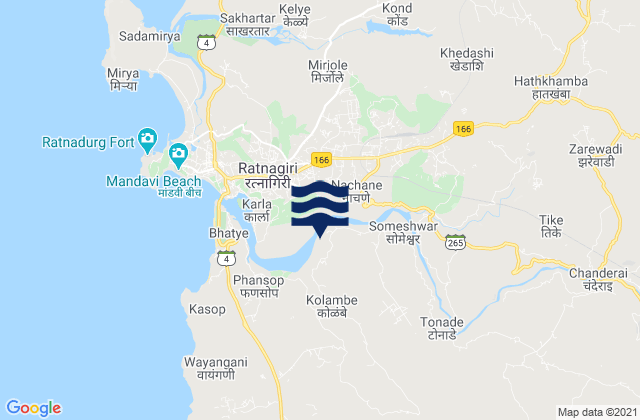 Mapa de mareas Ratnagiri, India
