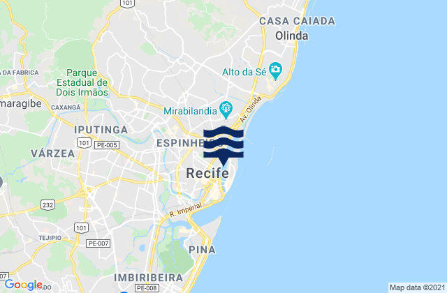 Mapa de mareas Recife, Brazil