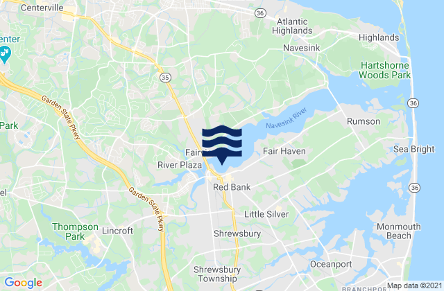 Mapa de mareas Red Bank, United States