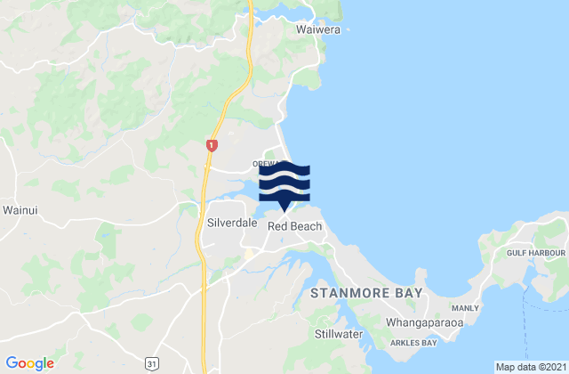 Mapa de mareas Red Beach Auckland, New Zealand