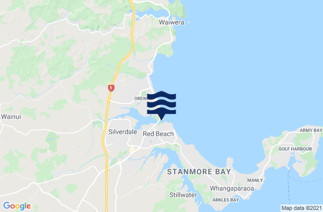 Mapa de mareas Red Beach, New Zealand