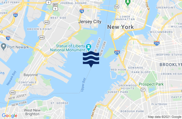 Mapa de mareas Red Hook 1 mile west of, United States