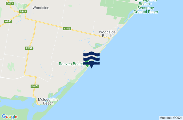 Mapa de mareas Reeves Beach, Australia