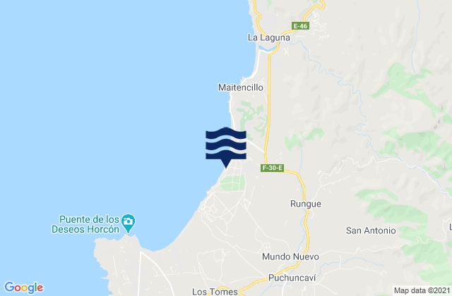 Mapa de mareas Región de Valparaíso, Chile