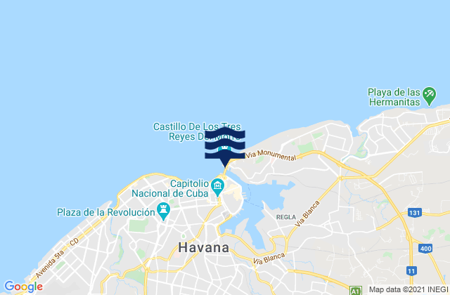 Mapa de mareas Regla, Cuba