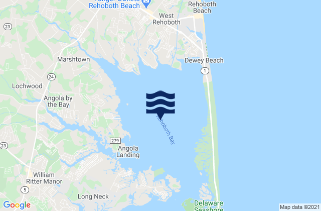 Mapa de mareas Rehoboth Bay, United States