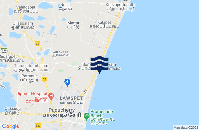 Mapa de mareas Repos Beach (Pondicherry), India