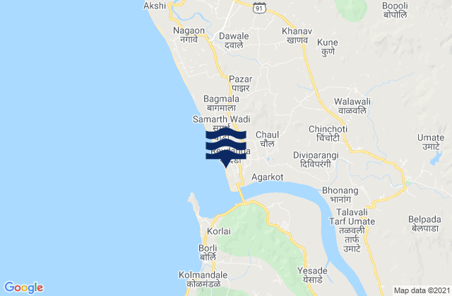 Mapa de mareas Revadanda, India