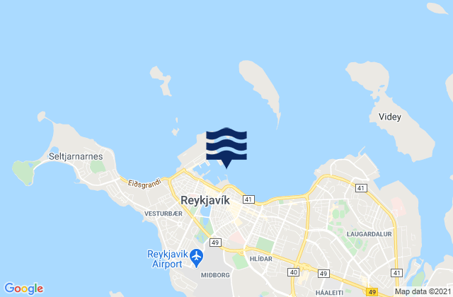 Mapa de mareas Reykjavik, Iceland