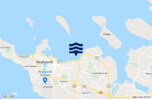 Mapa de mareas Reykjavík, Iceland