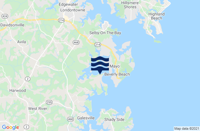 Mapa de mareas Rhode River (County Wharf), United States