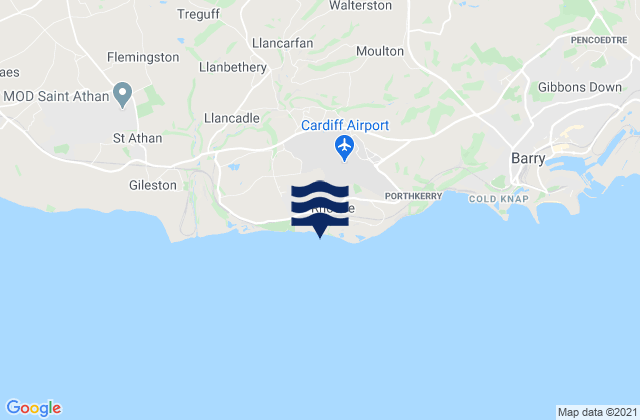 Mapa de mareas Rhoose, United Kingdom