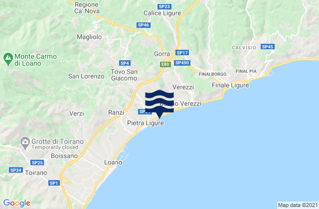 Mapa de mareas Rialto, Italy