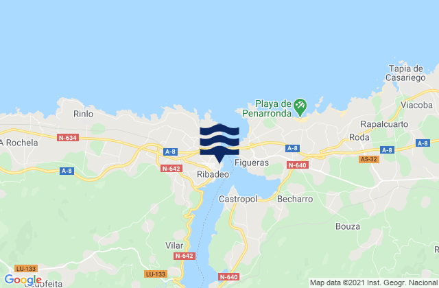 Mapa de mareas Ribadeo, Spain