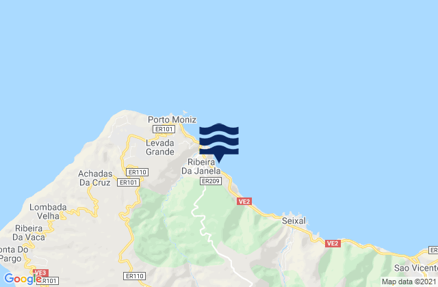 Mapa de mareas Ribeira da Janela, Portugal