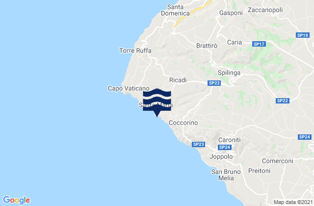 Mapa de mareas Ricadi, Italy