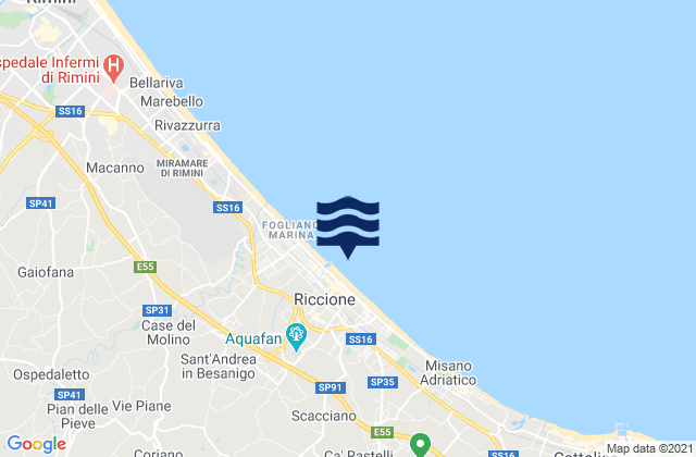 Mapa de mareas Riccione, Italy