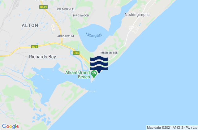 Mapa de mareas Richards Bay South Pier, South Africa