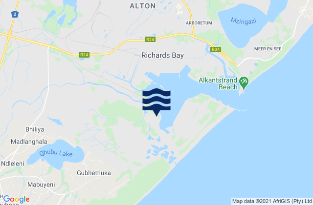 Mapa de mareas Richards Bay, South Africa