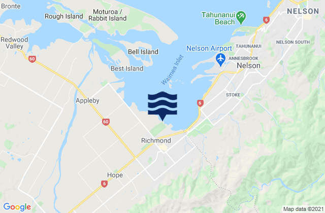 Mapa de mareas Richmond, New Zealand