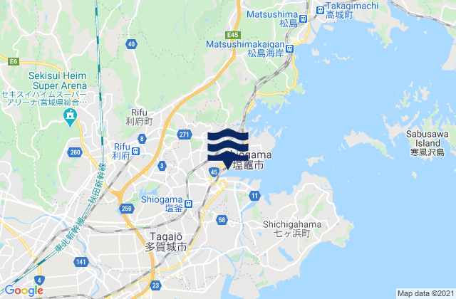 Mapa de mareas Rifu, Japan