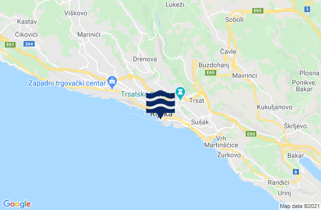Mapa de mareas Rijeka, Croatia