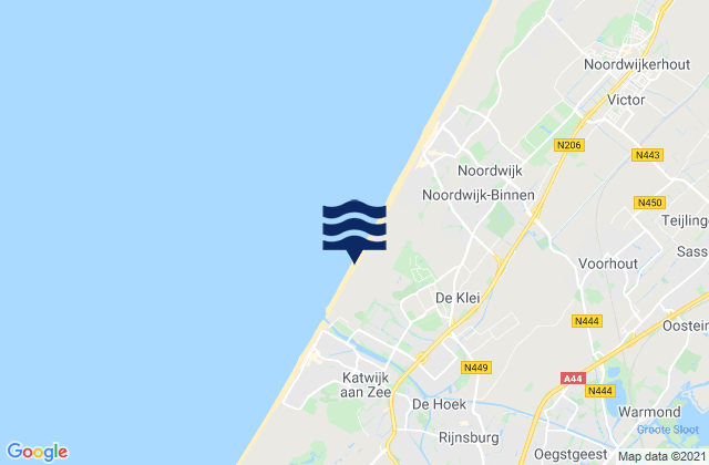 Mapa de mareas Rijnsburg, Netherlands