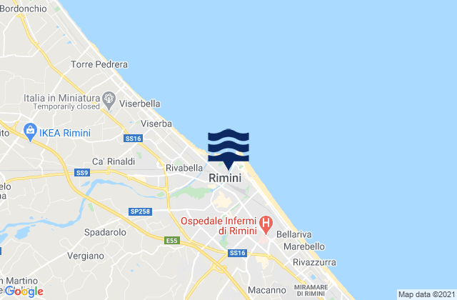 Mapa de mareas Rimini, Italy
