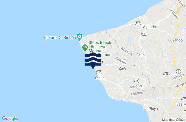 Mapa de mareas Rincón Municipio, Puerto Rico