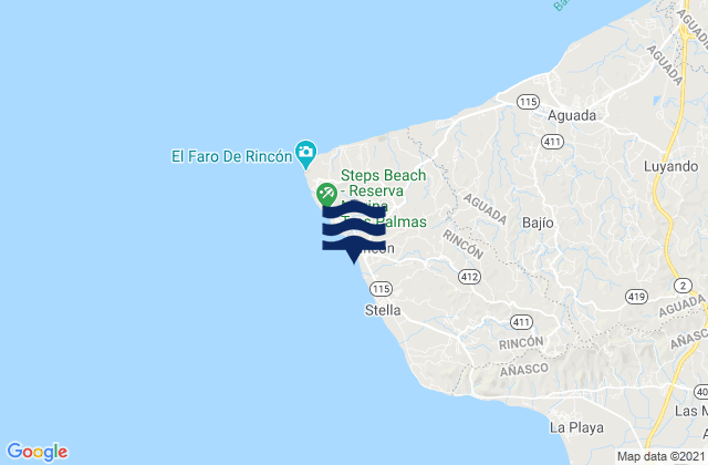 Mapa de mareas Rincón, Puerto Rico