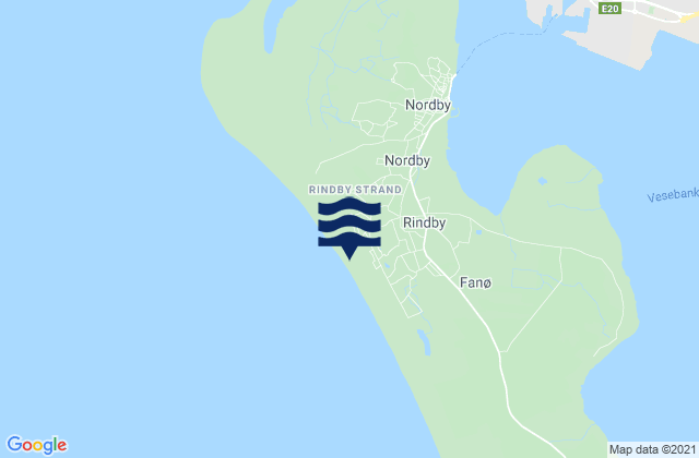 Mapa de mareas Rindby Strand, Denmark