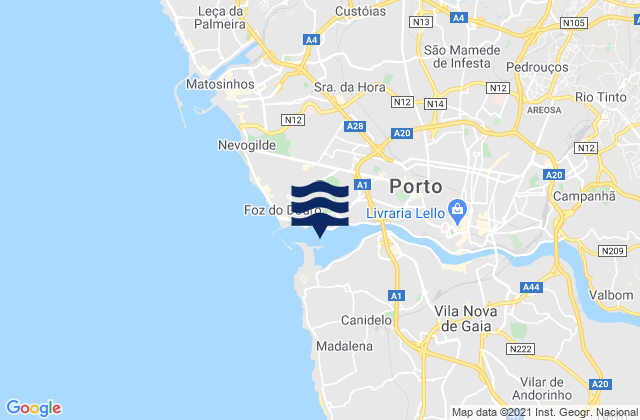 Mapa de mareas Rio Douro Entrance, Portugal
