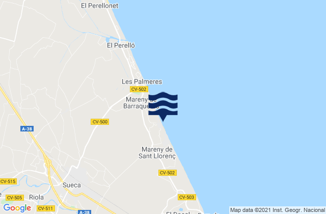 Mapa de mareas Riola, Spain