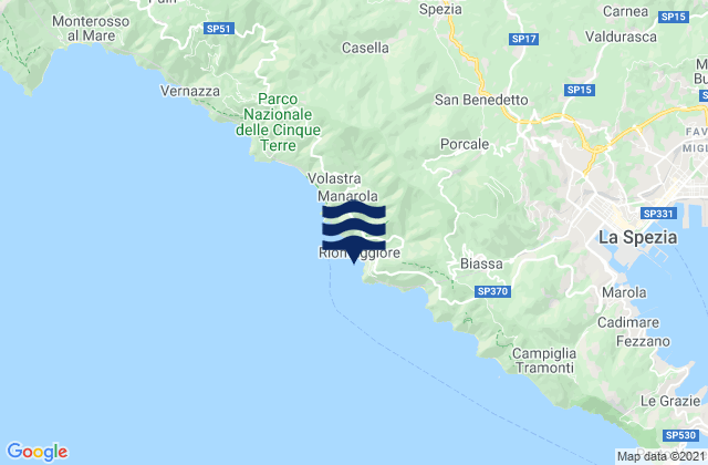 Mapa de mareas Riomaggiore, Italy