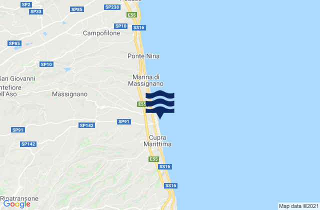 Mapa de mareas Ripatransone, Italy