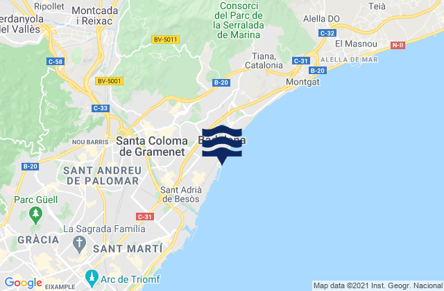 Mapa de mareas Ripollet, Spain