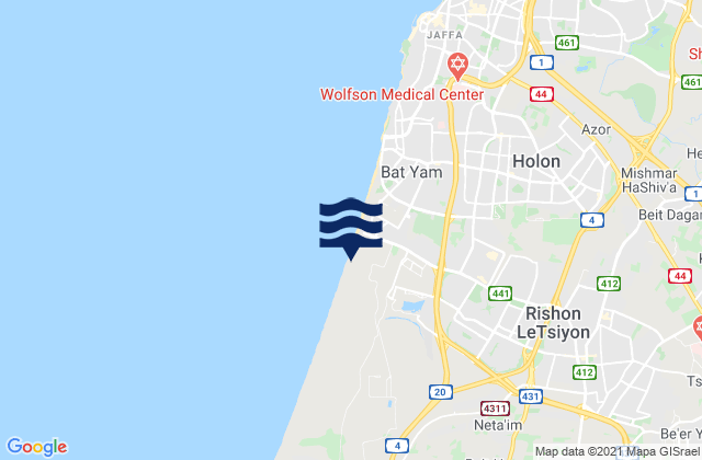 Mapa de mareas Rishon LeẔiyyon, Israel