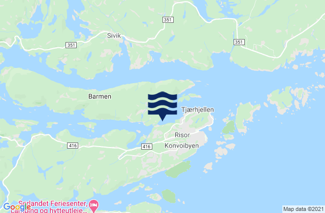 Mapa de mareas Risør, Norway