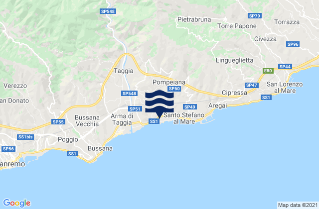 Mapa de mareas Riva Ligure, Italy
