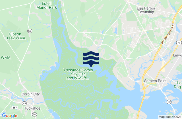 Mapa de mareas River Bend Marina (Great Egg Harbor River), United States