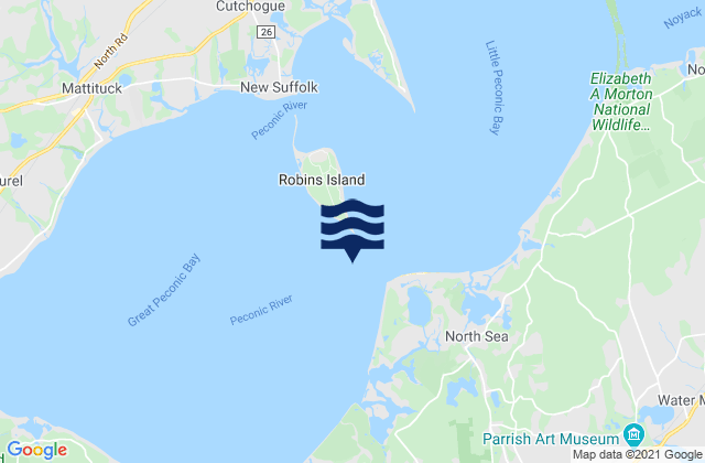 Mapa de mareas Robins Island 0.5 mile south of, United States