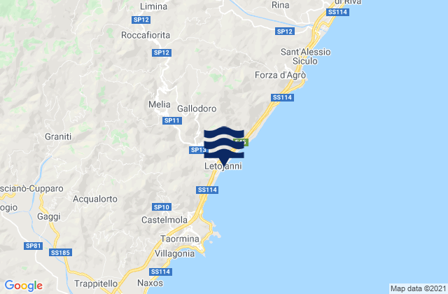 Mapa de mareas Roccafiorita, Italy
