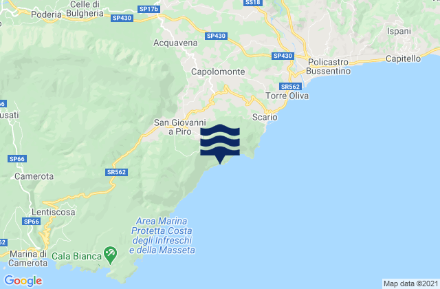 Mapa de mareas Roccagloriosa, Italy