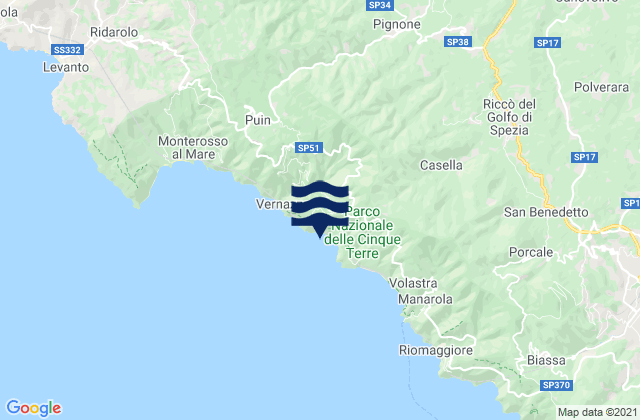 Mapa de mareas Rocchetta di Vara, Italy