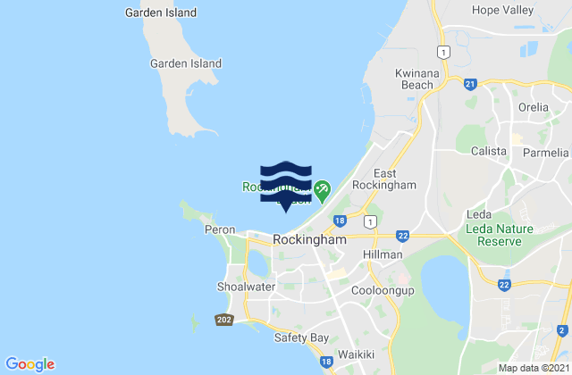 Mapa de mareas Rockingham Beach, Australia