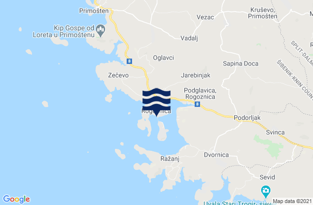 Mapa de mareas Rogiznica, Croatia
