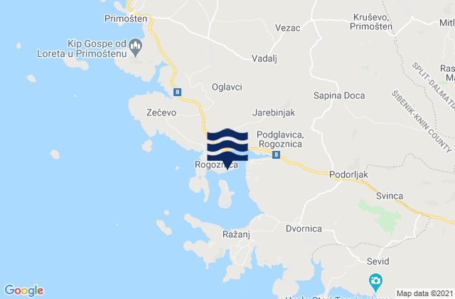 Mapa de mareas Rogoznica Općina, Croatia