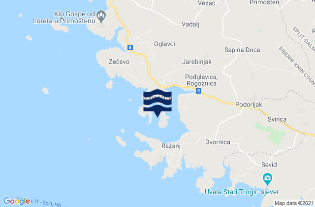 Mapa de mareas Rogoznica, Croatia