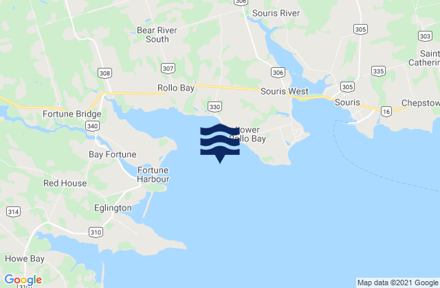 Mapa de mareas Rollo Bay, Canada