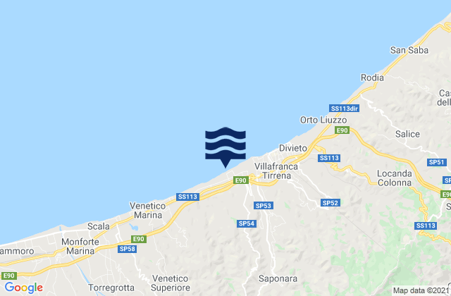 Mapa de mareas Rometta Marea, Italy